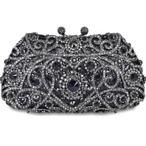 Mossmon formal black rhinstone crystal clutch